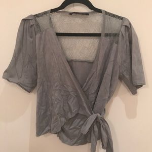 Zara wrap suede top